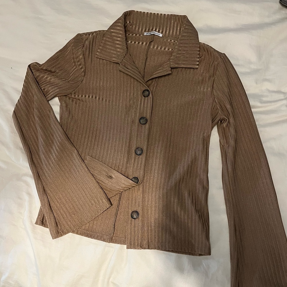 Gold ribbed Reformation top